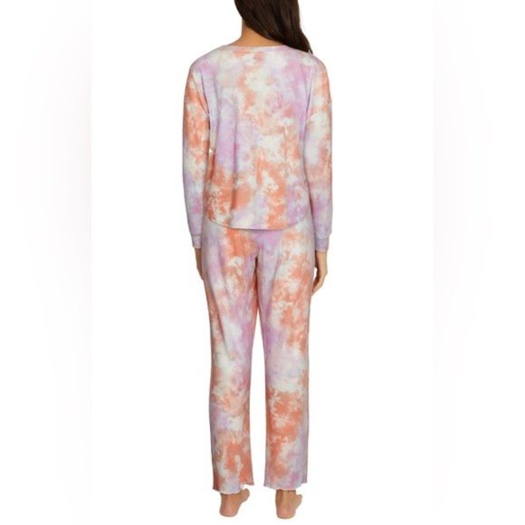 Wildfox Intimates Dreamland Pajamas 2 PC Set Top & Pants Rainbow Cloud Tie Dye - Picture 2 of 8